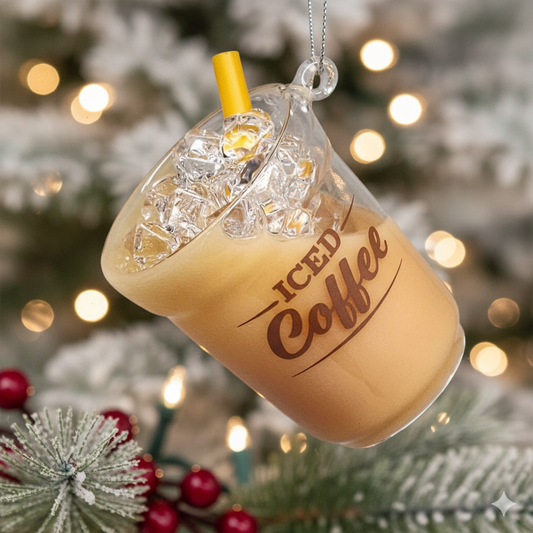 Liquid-Filled Glass Iced Coffee Ornament